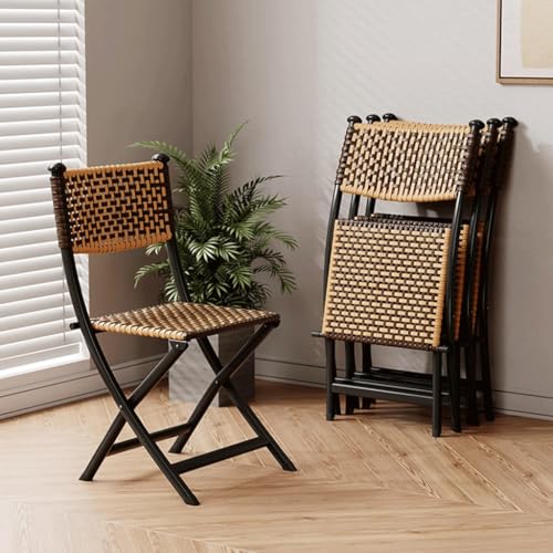 Chaise en rotin pliable légère et compacte avec dossier pour repas et extérieur - 5