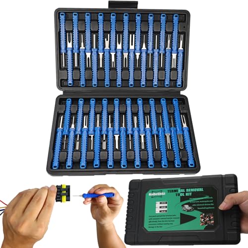 XLWJBES 41 Pcs Terminal Pin Removal Tools with Blow-Molded Case - Electrical Pin Removal Tools Automotive Depinning Tool Kit for Automotive & Household Devices Most Connector Blue