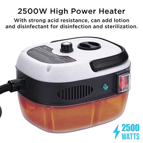 Ganggend Handheld Steam Cleaner, 2500W Hand-Held High Pressure Portable Cleaning Machine with 3 Brush, High Temperature Steamer for Home Use, Kitchen, Furniture, Bathroom, Car (White)