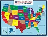 AGGSTROM Jumbo Waterproof United States Map Poster Digitally Printed on Vinyl Flex Used in Home Classroom for Kids or Adults, 36 x 24 Inch