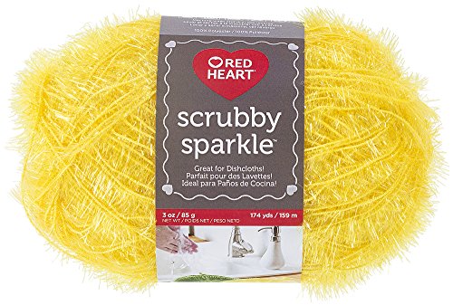 Red Heart Scrubby Sparkle Yarn, Lemon