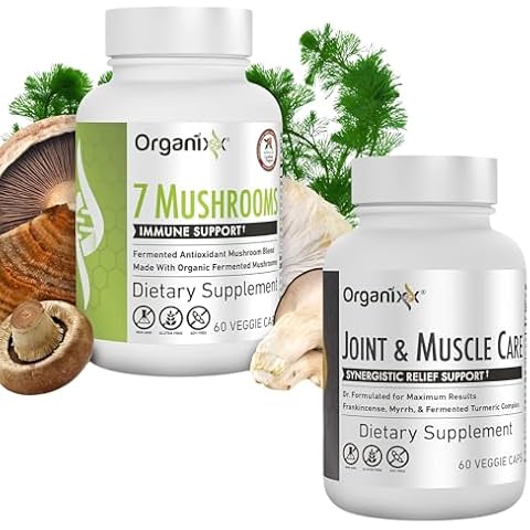 Organixx 7 Mushroom Organic Mushroom Supplement (60 Vegetarian Capsule) & Joint & Muscle Care (60 Capsules) Cover