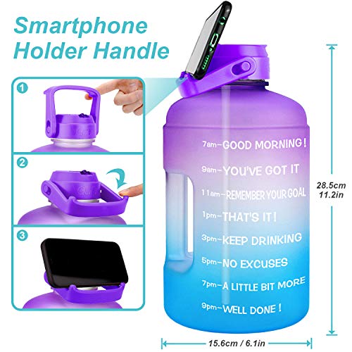 Image of QuiFit 1 Gallon Water Bottle - with Straw & Motivational Time Marker Leak-Proof BPA Free Reusable Gym Sports Outdoor Large(128OZ /73OZ) Capacity Water Jug
