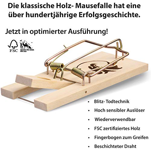 Mausefalle Schlagfalle FALKNER 3er Set mit hoher Schlagkraft