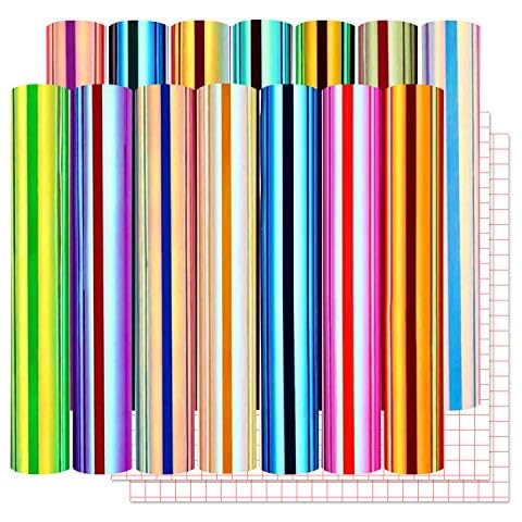 Lya Vinyl 16 Pack Holographic Vinyl Set for Cricut - 12" x 12" Permanent Holographic Vinyl Sheets for Decor Sticker, Party Decoration, Car Decal Cover