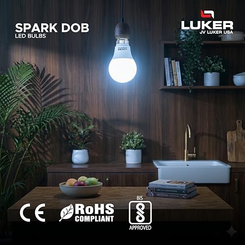 Image of LUKER JVLuker 9W LED Bulb E2722 Base Energy Efficient 1 Star Light 120 Degree Wide Beam Coverage High CRI Surge Protection Lights for Home and Office, 1 Year Warranty (Pack of 2, White)