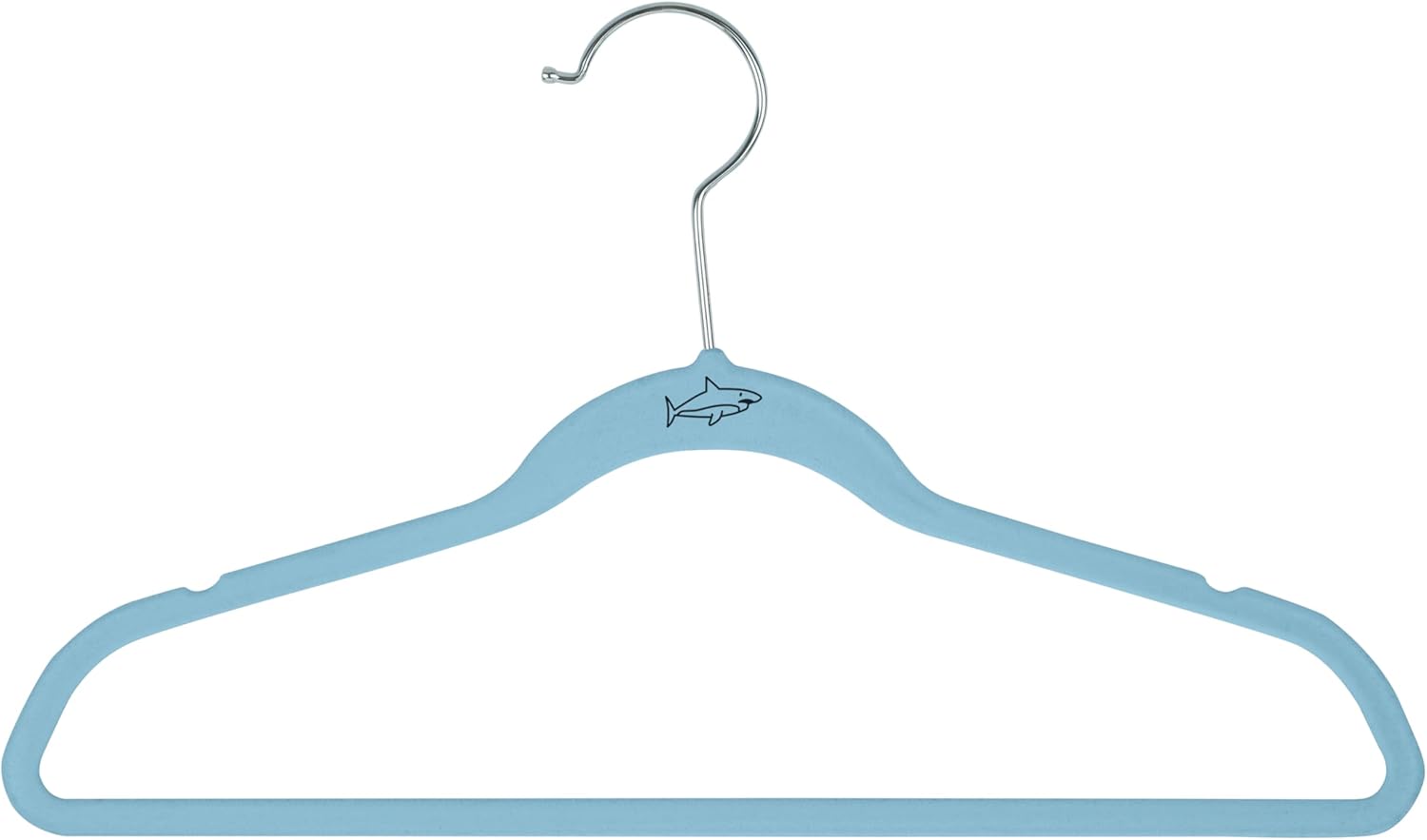 Simplify Kids 100 Pack Velvet Hangers with Shark Icon in Light Blue