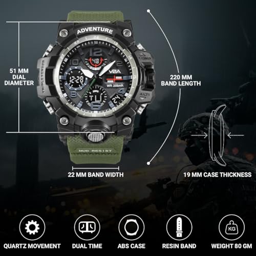 V2A Military Green Chronograph Sports Watch Army Green - Image 2