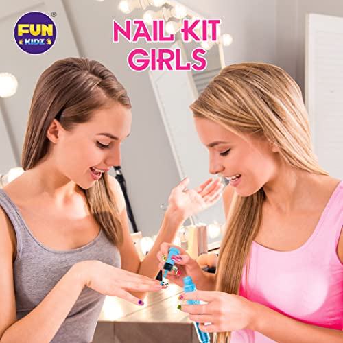 Kids Nail Kit For Girls Ages 7-12, Funkidz Ultimate 315Pcs Nail Polish Pens Combo Glitter Temporary Nail Supplies For Teens Spa Makeup Kit, 17.91Wx12.4L #TOP7