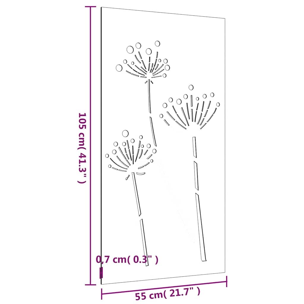 Décoration Murale Jardin 105x55 cm Acier corten Design de Fleur Décorations Brun,824486