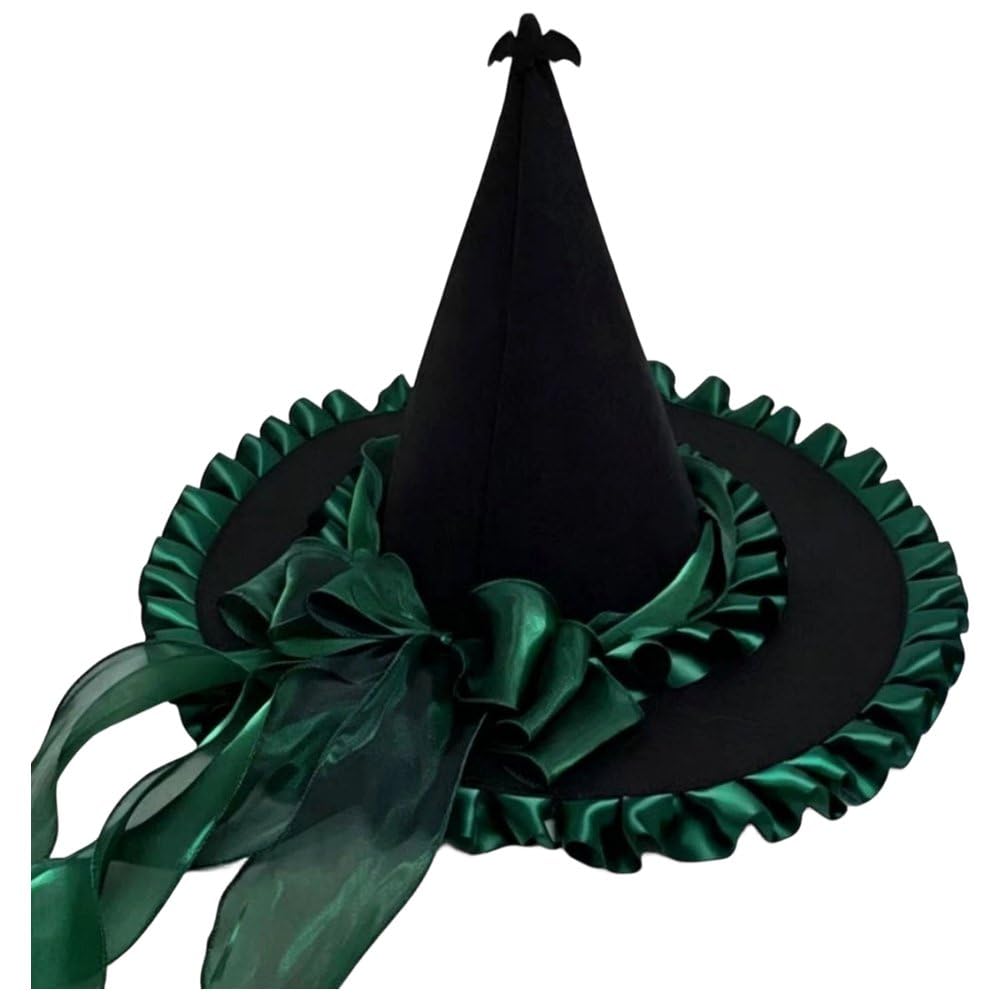 Lamdbao Ruffled Wizard Hat Women Cosplay Gothic Witch Headwear for Lolita Party Halloween Masquerade Costume Accessory