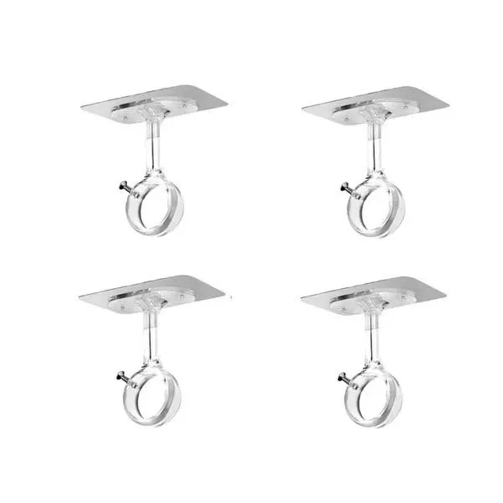 Lot de 6 supports de tringle à rideaux adhésifs lourds sans perçage - Hauteur réglable : 3 cm de diamètre - Pour salle de bain, balcon, cuisine