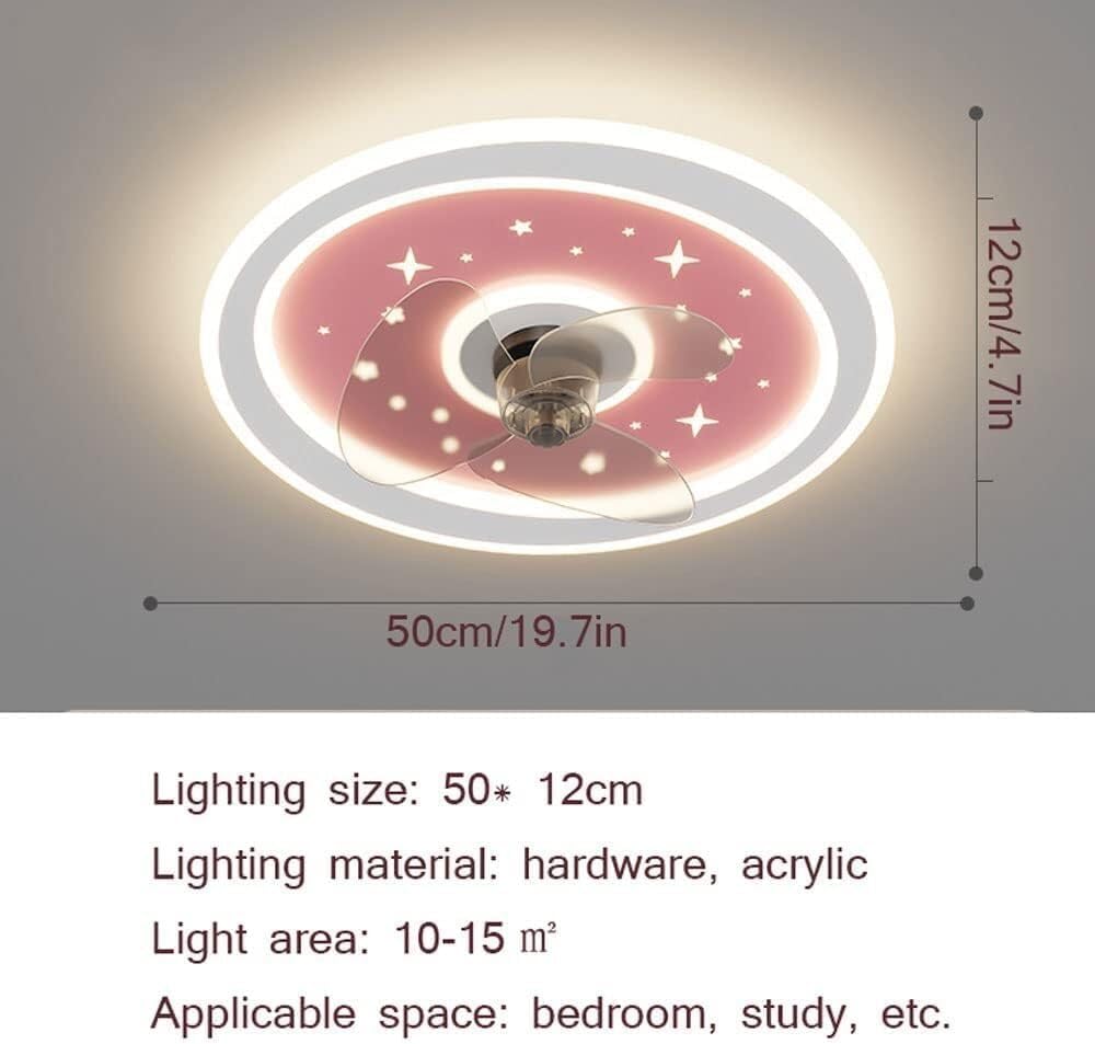 Ceiling Fans with Lamps Modern Full Star Ceiling Fans with Light Round 3 Color 6 Speeds Ceiling Fan Lamp W/Remote Ceiling Fan Light Fixture for Children's Room Basement Living Room