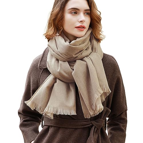 RIIQIICHY Scarfs for Women Pashmina Shawl Wraps for Evening Dresses Women Scarf for Wedding Large Winter Scarves Dark Beige