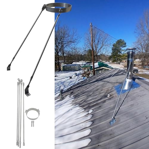 Soporte chimenea acero inoxidable con anillo ajustable anticaídas resistente al viento fuerte