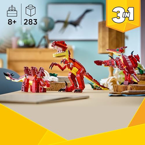 Image of LEGO Creator 3 in 1 Fierce Dinosaur - Build into a Velociraptor, Stegosaurus or Pterosaur - 31379
