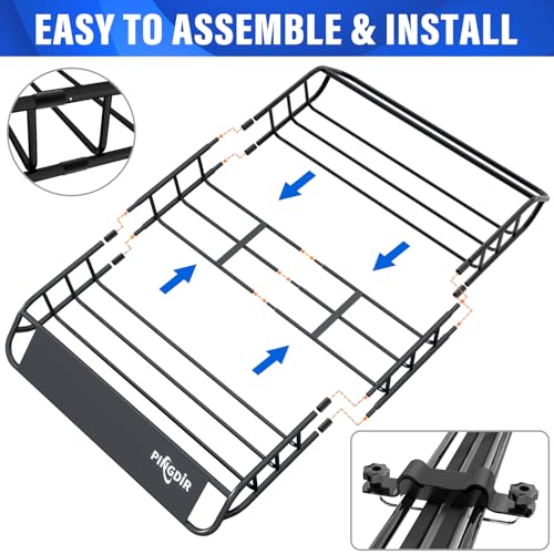 Image of PINGDIR roof Rack Basket Rooftop Cargo Carrier 46 inch*36 inch ,Cargo Net with Attachment Hooks,