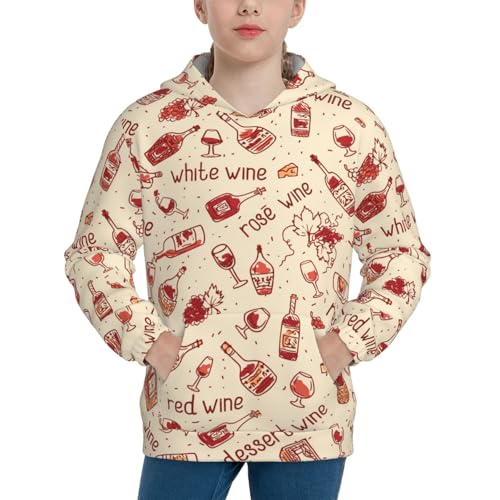 Red Wine Kid Hoodies Boys Sweatshirts Girls Pullover with Pocket