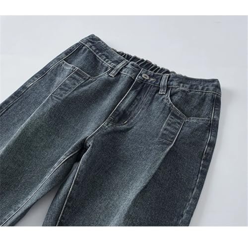Men Vintage Jeans with Pockets Straight Trousers Distressed Casual Street Denim Pants3