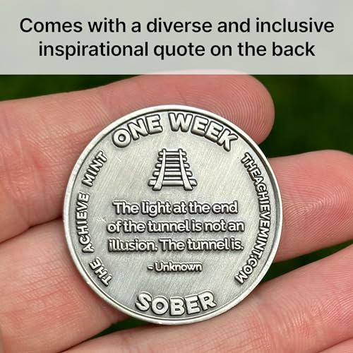 Image of The Achieve Mint One Week Sober Token | 1 Week Sobriety Chip | Non-AA, Non-Religious Medallion for Women and Men Celebrating Their Sobriety