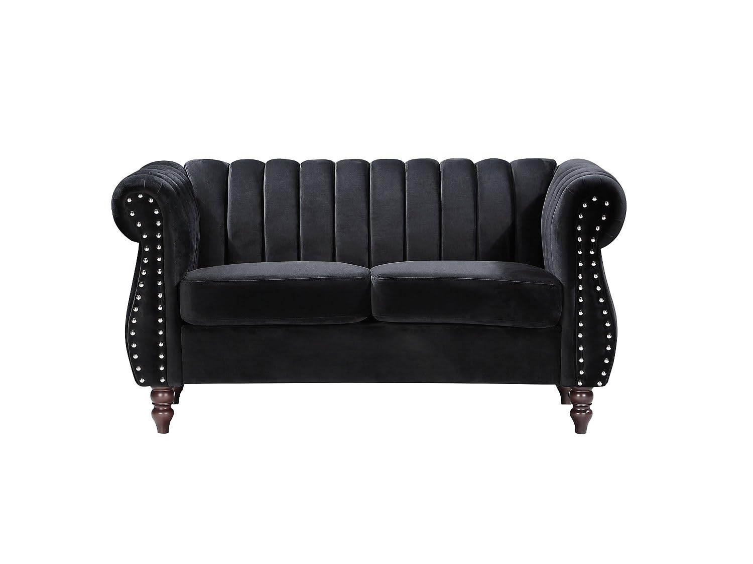 Vente-unique - Canapés Chesterfield 3 Places et 2 Places en Velours Noir Trumbo
