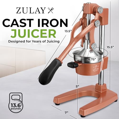 Image of Zulay Kitchen Cast Iron Juicer - Heavy Duty Manual Juicer with Detachable Strainers for Easy Cleaning, Orange Juice Press for Citrus Fruits, Perfect for Bartenders, Juice Lovers & Health Enthusiasts