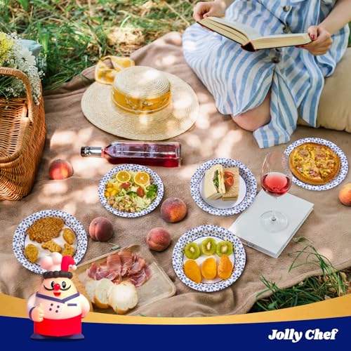 Image of JOLLY CHEF 8.37 inch Paper Plates 280 Count Soak Proof, Cut Proof, Heavy Duty Printed Disposable Plate for Party or Everyday Use