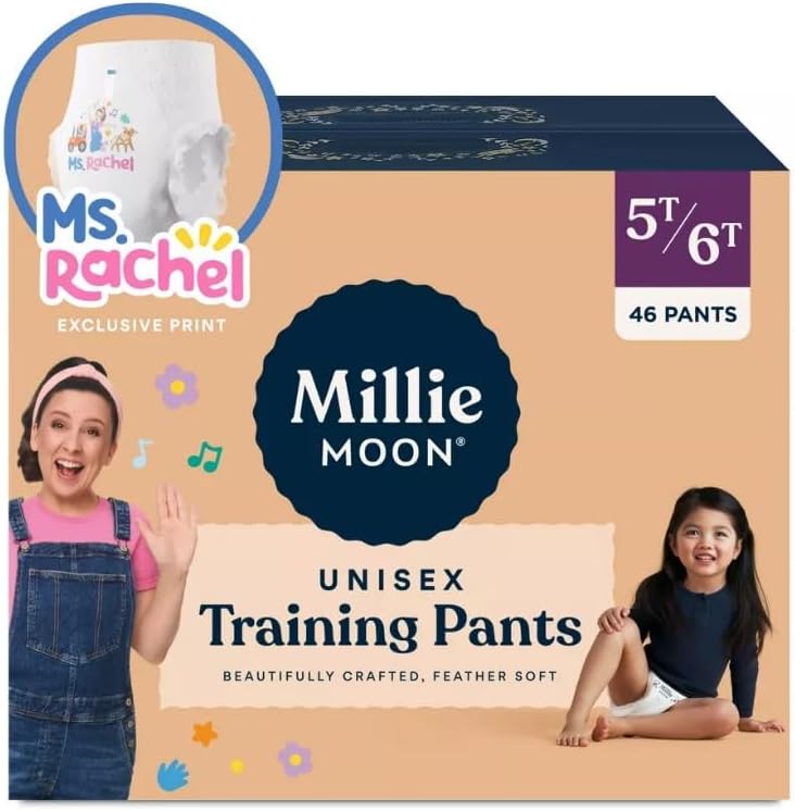 Millie~Moon Training Pants, Unisex, Size 5T-6T, 46 Count ~ White.