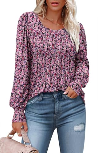 BETTE BOUTIK Long Sleeve Shirts for Women Fall Tops Dressy Blouses Crewneck Tunic Tops for Leggings S-3XL