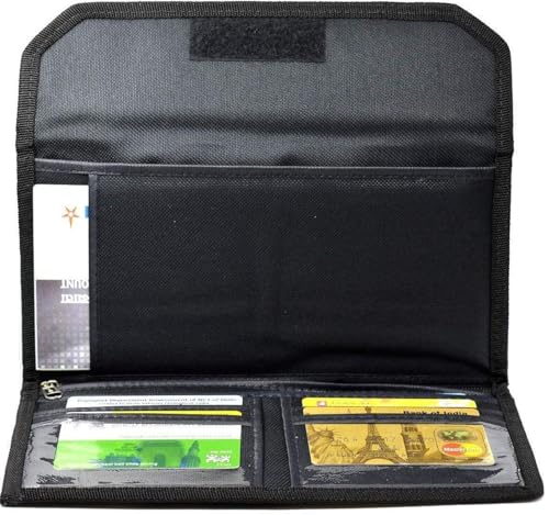Image of Cheque Book Holder Passport Passbook Holder Wallet Credit and Debit Card Holder Multi Pocket Expanding Zip Pouch Travel Organizer Bag Case for Small Accessories (Black, Pack of 2)