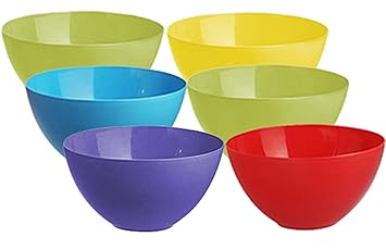 Kuber Industries Plastic Microwave Safe 6 Pieces Mixing Bowl Set - 1000 ML (Multi) - CTKTC034737