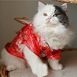 Creation Core Adorable Brocade Pet Kimono Dress Japanese Style Pet Dress Floral Bowknot Pet Costume...