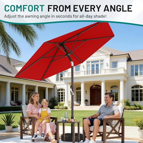 AreShark 7.5FT Patio Umbrella Table Market Umbrella w/Tilt and Crank Heavy-Duty Round Outdoor Umbrellas for Garden, Deck, Backyard,and Pool, Red by AreShark - Used condition - Image 4