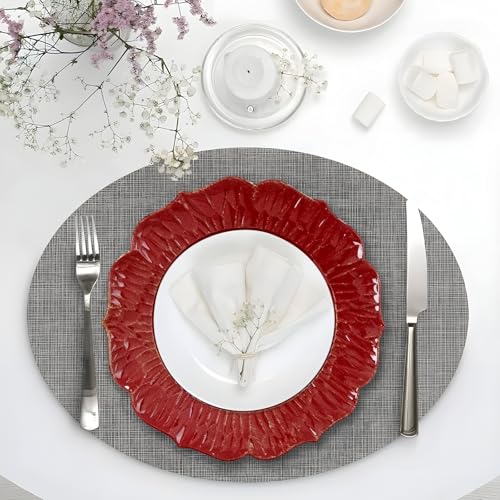 Set de 6 platos cargadores redondos 13 pulgadas rojo miniatura 5