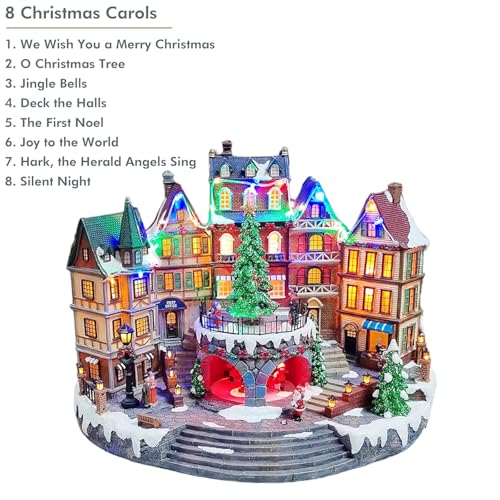 MOMENTS IN TIME Animated City Hall Town Center 12.6” Lighted Christmas Village Building with Rotating Tree, LED Lights, Music & Adapter Hand-Painted Polyresin Holiday Display Holiday Scene - Image 4
