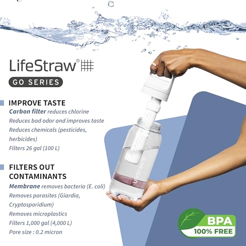 Image of LifeStraw Go Series BPA-Free Water Filter Bottle, 1 L, Clear