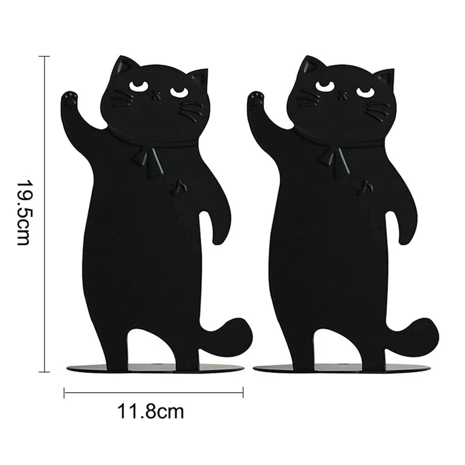 Sujetalibros de Metal para decoración de Gatos, sujetalibros de Gran Capacidad, Tapones para Libros de 11,8x10,5x19,7 cm, Suministros de Oficina para Libros, 1 par de Extremos para Libros