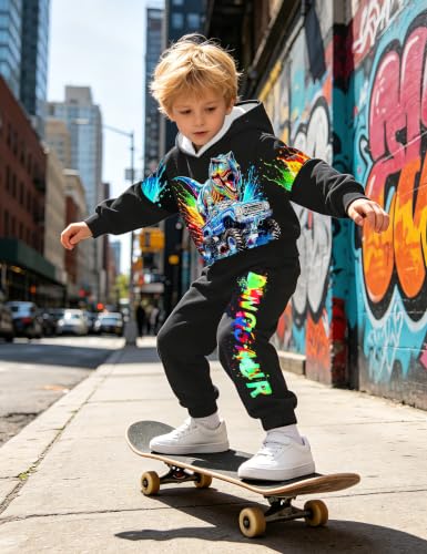 Image of Toddler Boy Clothes Dinosaur Printed Hoodies Long Sleeve Pant Sets