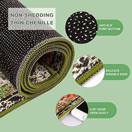 Wonnitar Bohemian Medallion Runner Rug - 2X6 Washable Forest Green Kitchen Runner Non-Slip Boho Hallway Area Rug Distressed Laundry Carpet Vintage Throw Mat For Bathroom Bedroom Entryway #TOP1