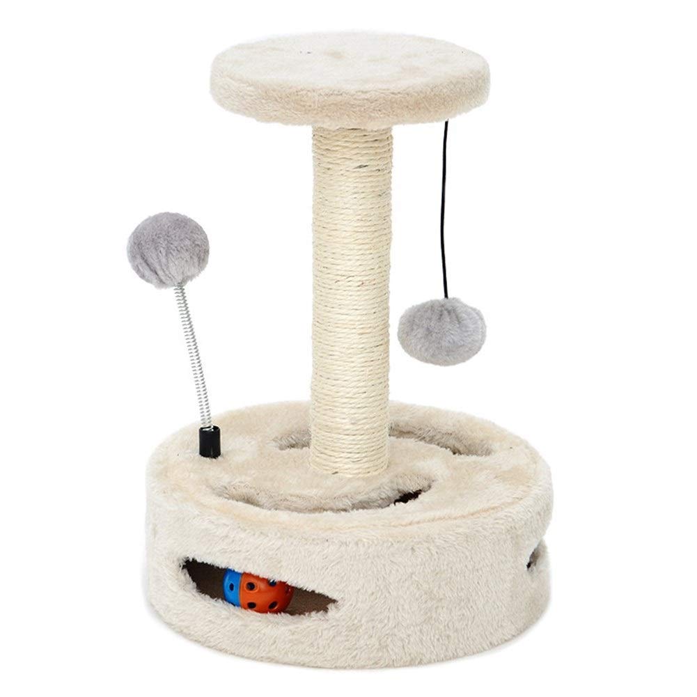 Arbre à chat griffoir compact anti-ennui avec jouet ressort clochette