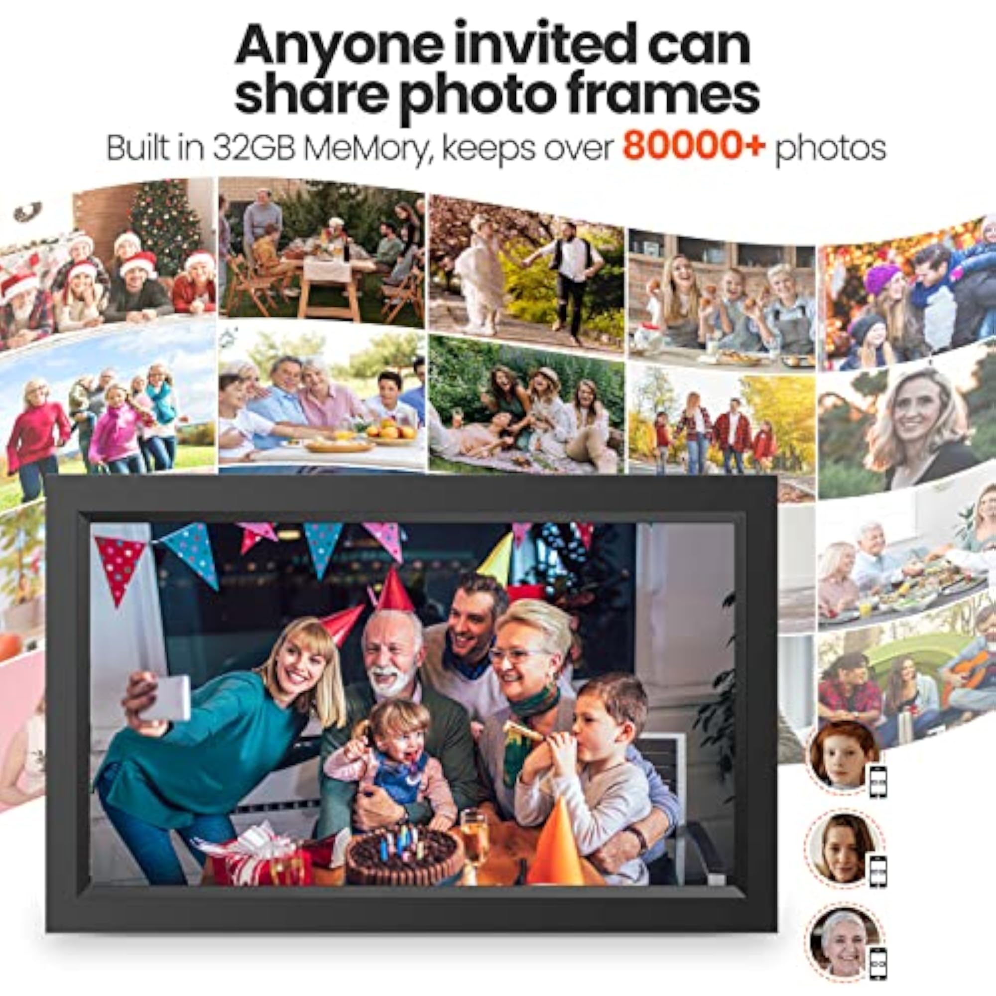 Digital Picture Frame with WiFi and 32GB Storage