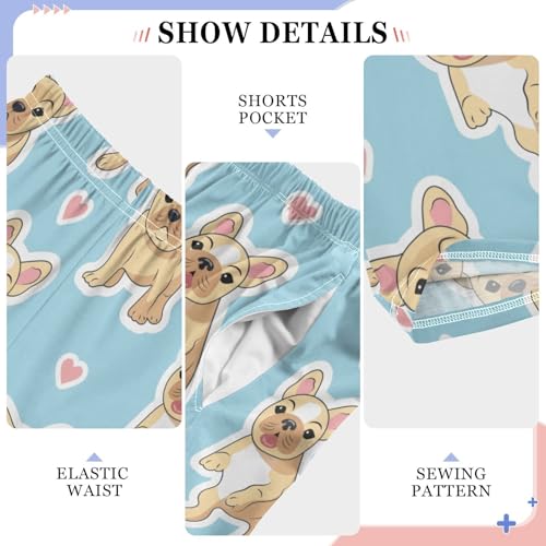 Boys' Pants Cute French Bulldog Blue Long Bottoms Jogger Pants Elastic Waist Trousers with Pockets S-XL 6