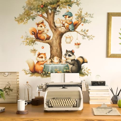 Vinilo Decorativo Achang Ardilla y Mapache para Pared miniatura 3