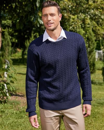 KALLSPIN Men's Sweater Pullovers Wool Blended Knitted Long Sleeve Jumper for Fall Winter - Image 3