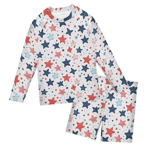 July 4th Independence Day Star Baby Boys' Toddler Long Sleeved Rashguard Swim Bathing Suit Set B0404569