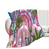 Mushroom Blanket Gifts, 40"x50", Psychedelic Cannabis Soft Warm Flannel Fleece Blanket Throw for All