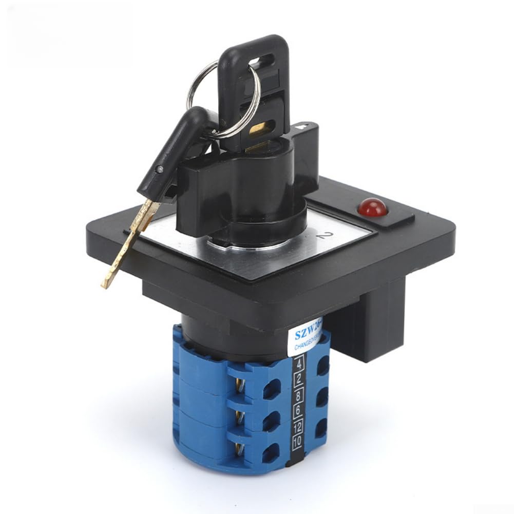 Interrupteur rotatif 20 A avec 3 positions et 3 sections, interrupteur à came avec voyant lumineux et verrouillage, 440 V/660 V AC-15 DC-13 pour armoire électrique et industrie et installations
