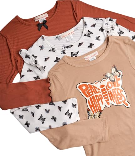 that's my girl Girls Long Sleeve Shirts - 3 Pack Graphic Crewneck Girl Tops Long Sleeve Shirts for Girls: Made in USA (7-12)3