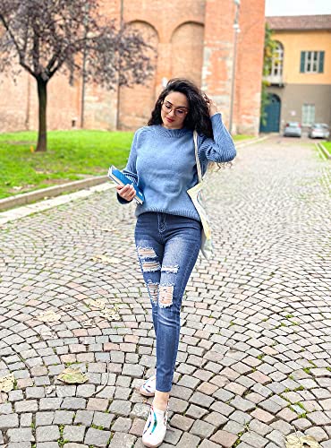 Image of roswear Women's Essentials Ripped Mid Rise Destroyed Skinny Jeans