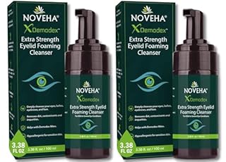 NOVEHA Demodex Eyelid Cleanser Foam | Extra Strength Tea Tree Oil Formula | Daily Face Wash For Eyelash, Demodex, MGD, Stye Eyes, Eye Irritations & Skin Dryness, 3.38 fl. oz. (100ml) - (Pack of 2)